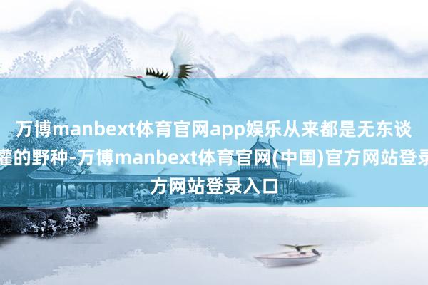 万博manbext体育官网app娱乐从来都是无东谈主浇灌的野种-万博manbext体育官网(中国)官方网站登录入口