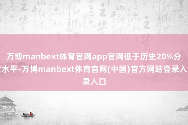 万博manbext体育官网app官网低于历史20%分位水平-万博manbext体育官网(中国)官方网站登录入口